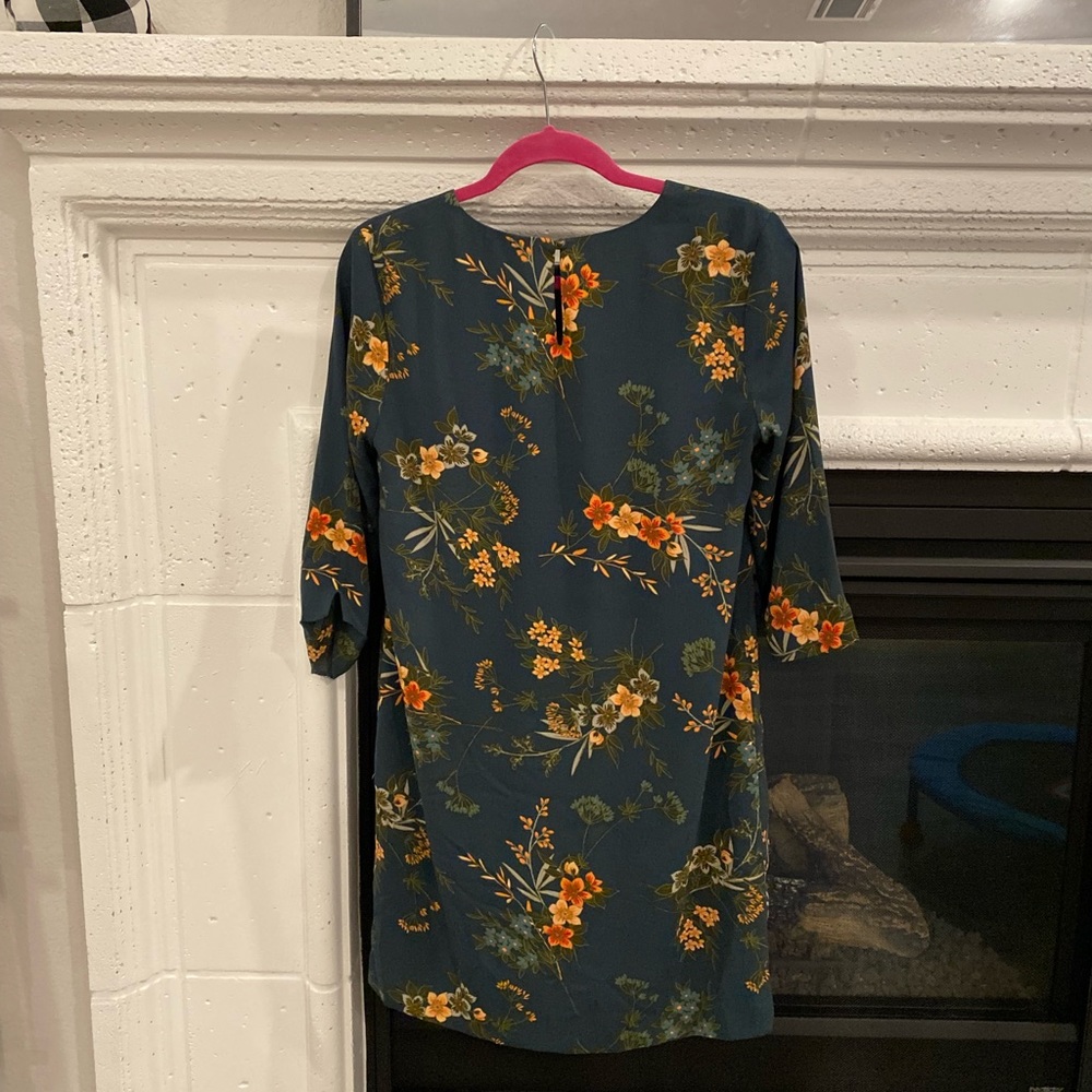 Banana Republic teal floral shift  dress